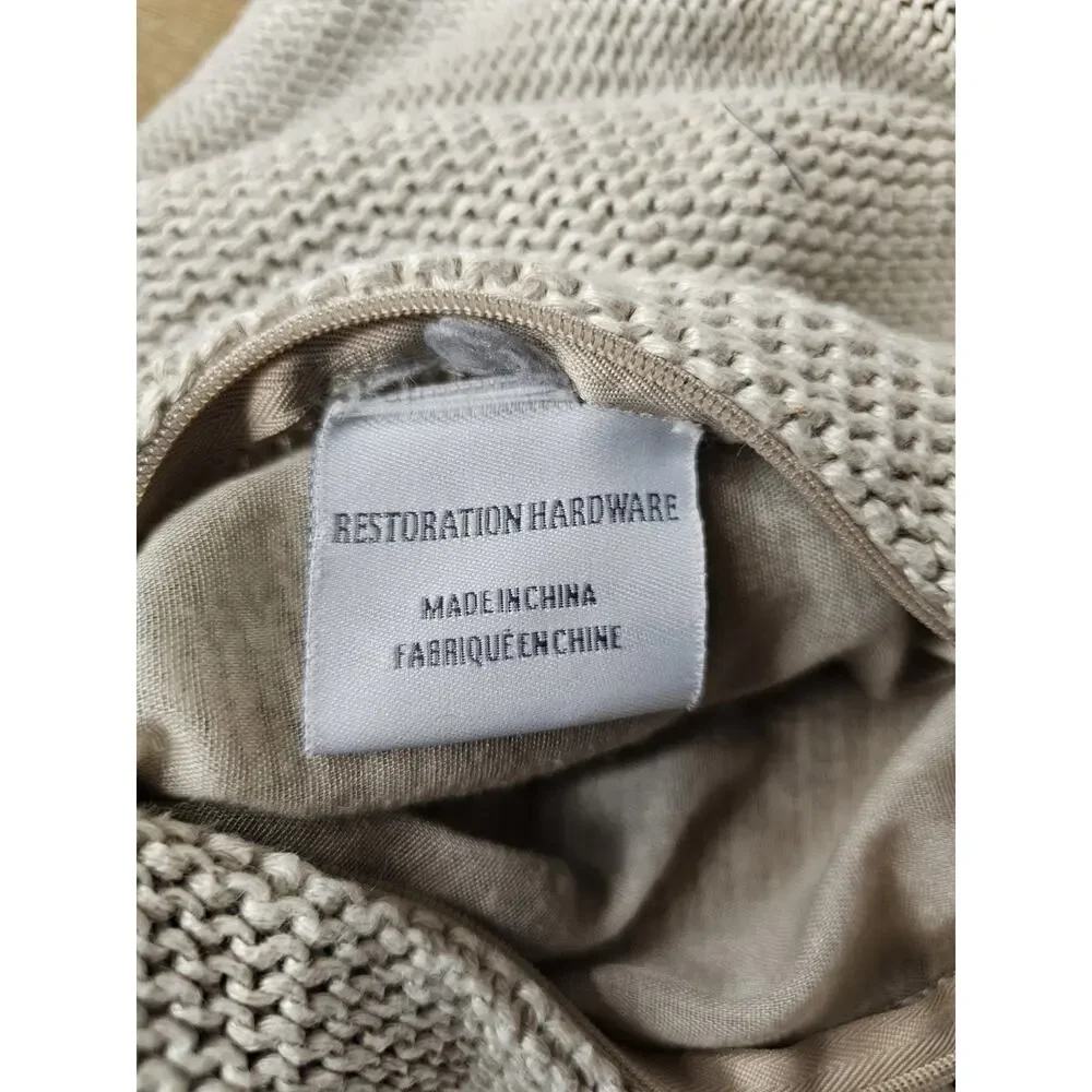Restoration Hardware Knit Linen Pillow Cover 22x22 Set Of 2 Beige